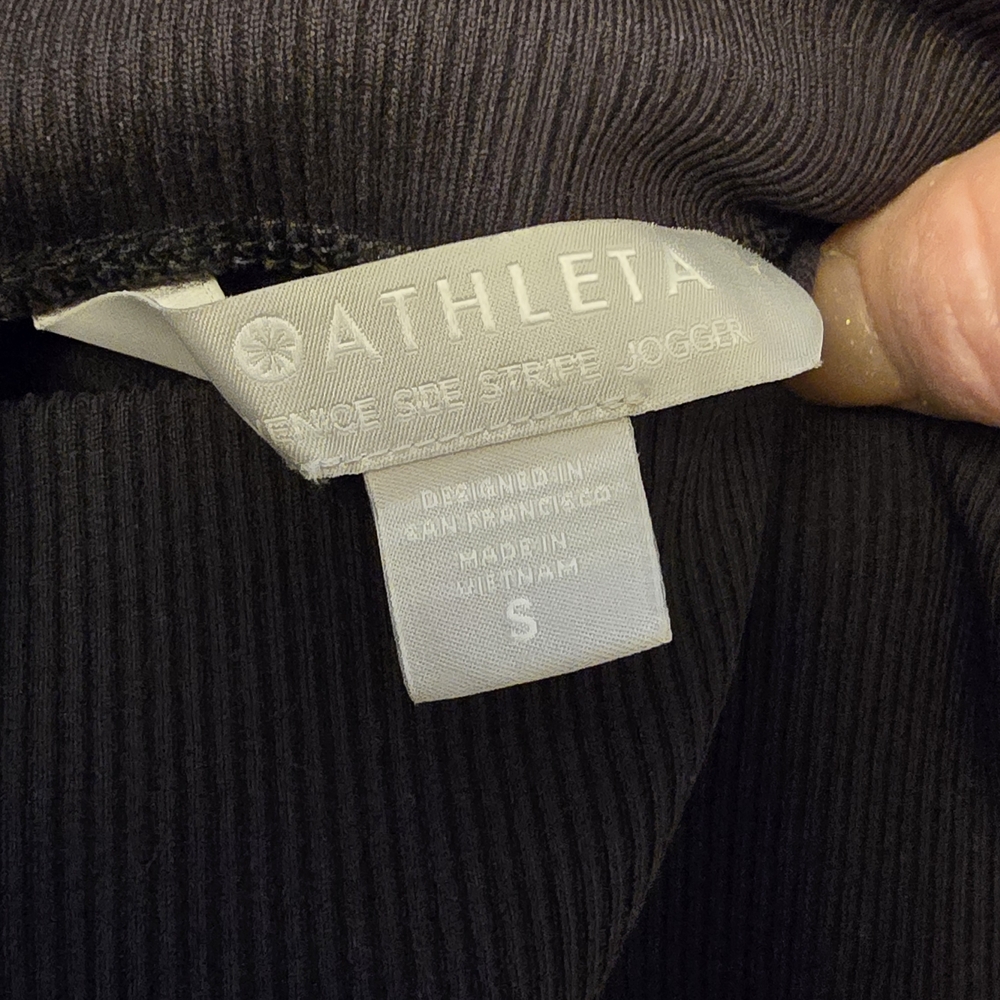 Athleta Venice Side Stripe Black Joggers NEW Small Athleisure Sweatpants Track - Picture 8 of 8